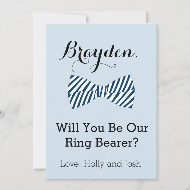 Personalised Bow Tie Ring Bearer Proposal Card (Front)