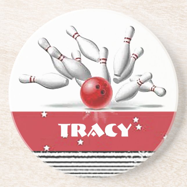 Personalised Bowler’s Sandstone Coaster (Front)