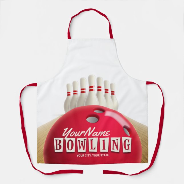 Personalised Bowling Ball Lanes Pins Retro League  Apron (Front)