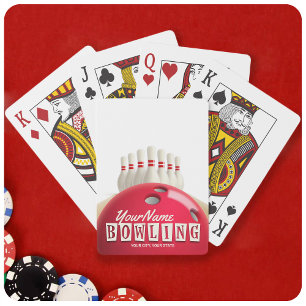 Personalised Bowling Ball Lanes Pins Retro League Playing Cards