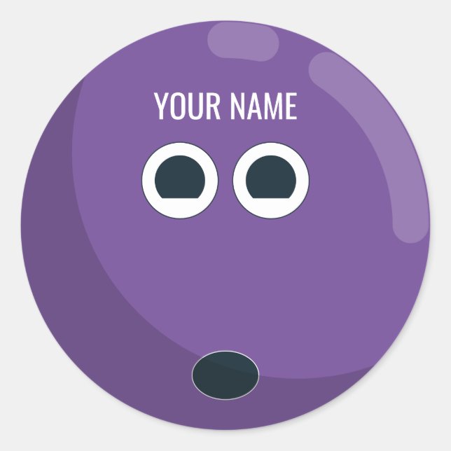 Personalised Bowling Ball Sticker | Purple (Front)