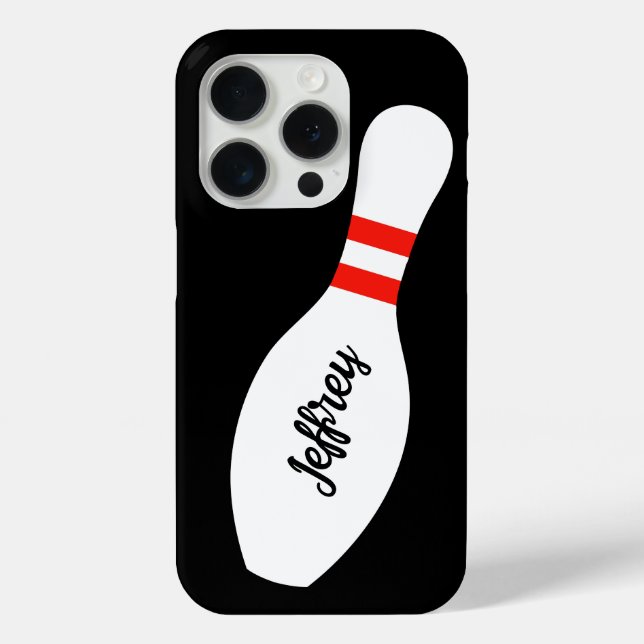 Personalised bowling pin iPhone 15 pro case (Back)