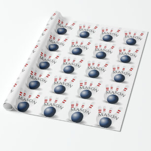Personalised Bowling Pins and Ball Wrapping Paper