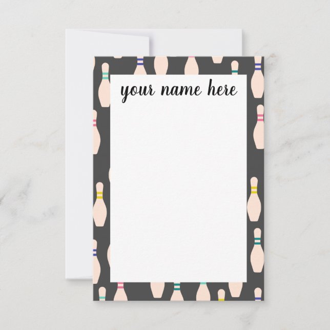Personalised Bowling Pins Notecards (Front)