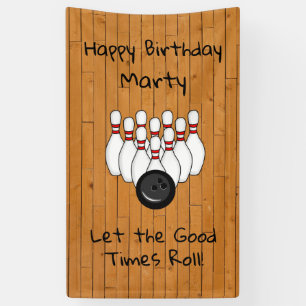 Personalised Bowling Themed Happy Birthday   Banner
