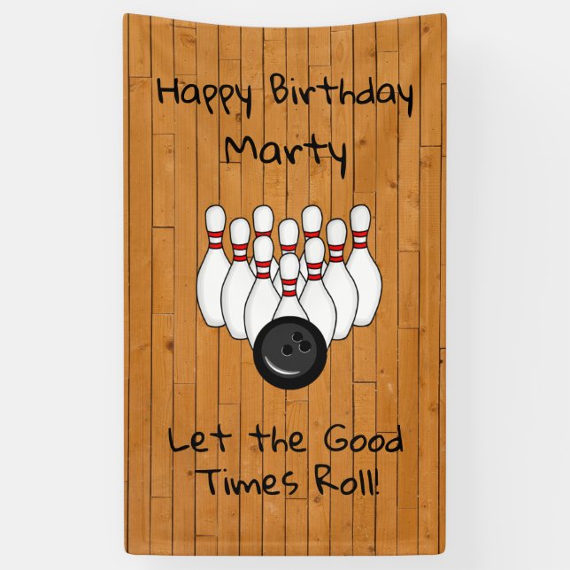 Personalised Bowling Themed Happy Birthday   Banner (Vertical)
