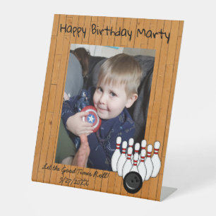 Personalised Bowling Themed Happy Birthday  Pedestal Sign