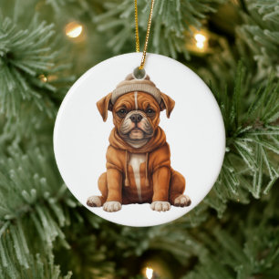 Personalised Boxer Dog Art Ceramic Tree Decoration