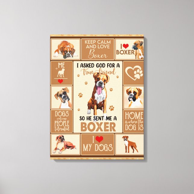 Personalised Boxer Dog Blanket, Canvas Print (Front)