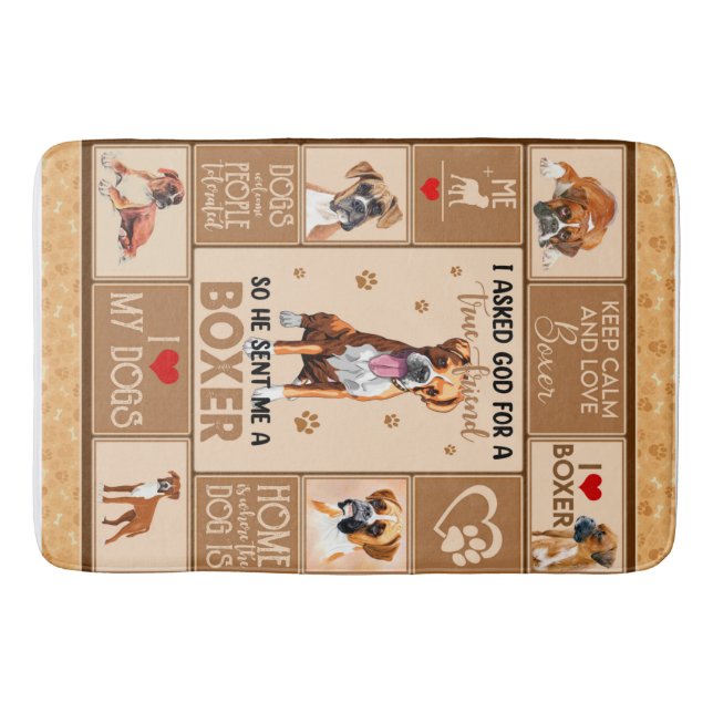 Personalised Boxer Dog Blanket, Dog Lover Gift Bath Mat (Front)