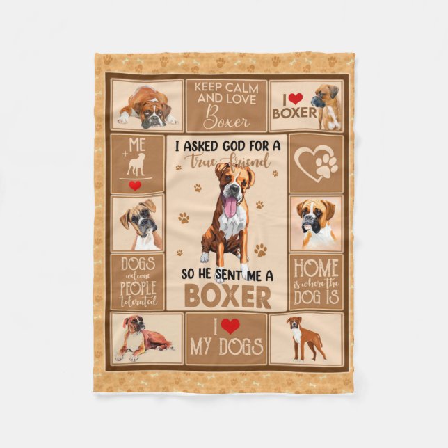 Personalised Boxer Dog Blanket, Dog Lover Gift Fleece Blanket (Front)