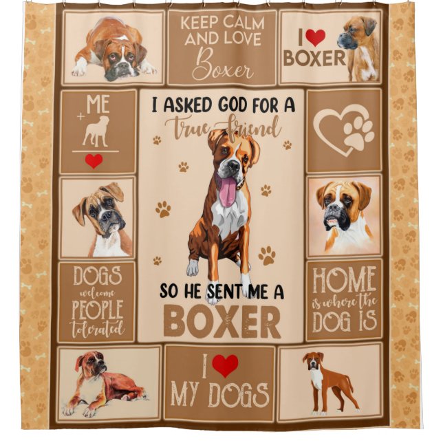 Personalised Boxer Dog Blanket, Dog Lover Gift Shower Curtain (Front)
