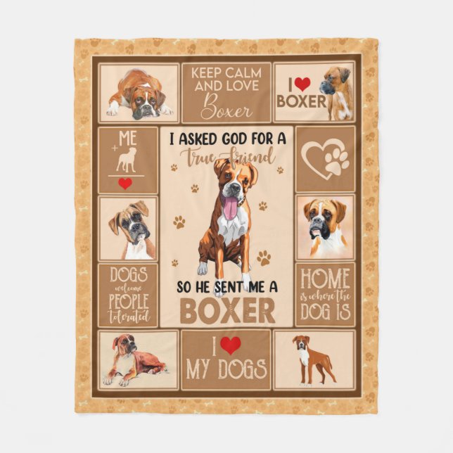 Personalised Boxer Dog Blanket, Fleece Blanket (Front)