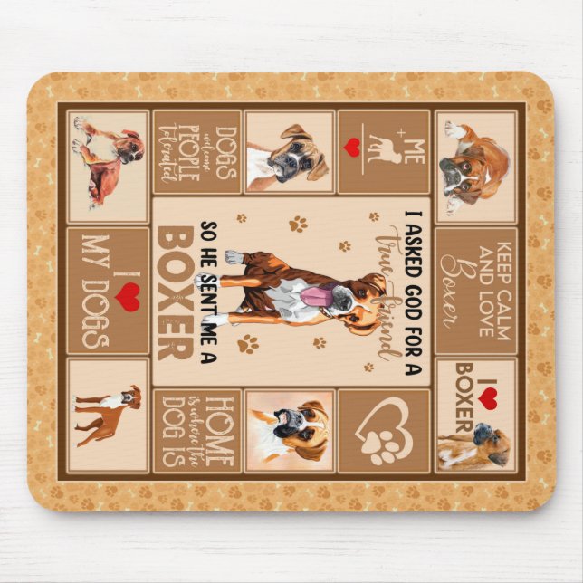 Personalised Boxer Dog Blanket, Mouse Mat (Front)