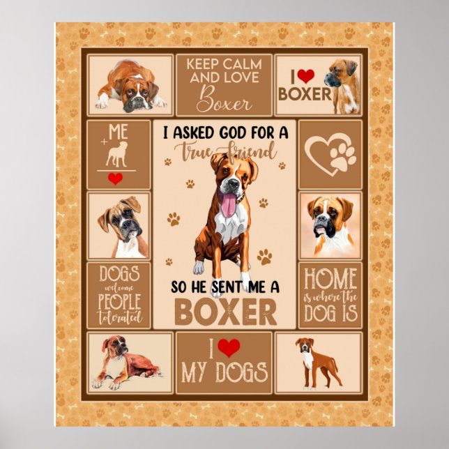 Personalised Boxer Dog Blanket Poster (Front)
