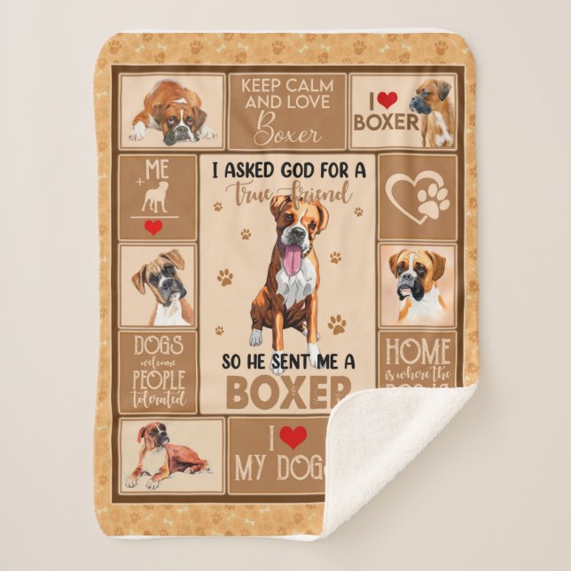 Personalised Boxer Dog Blanket, Sherpa Blanket (Front)