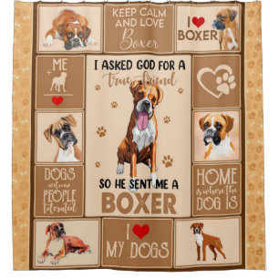 Personalised Boxer Dog Blanket, Shower Curtain