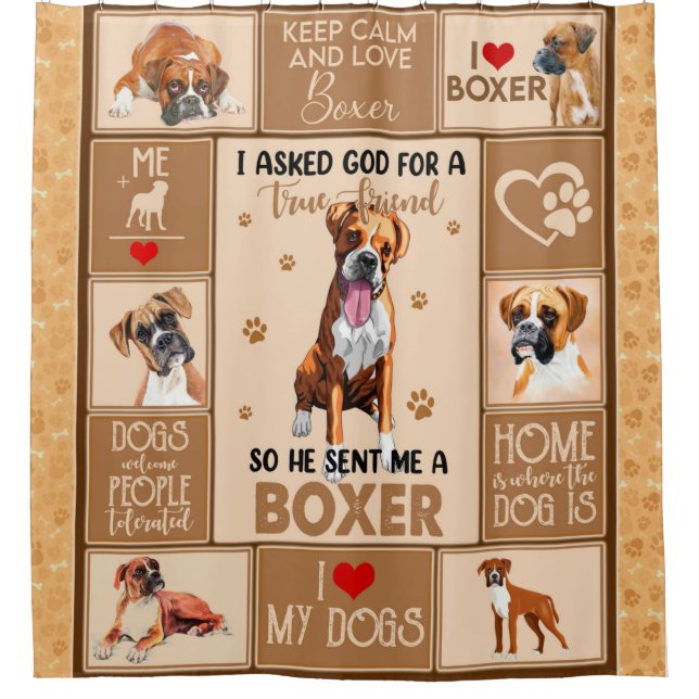 Personalised Boxer Dog Blanket, Shower Curtain (Front)