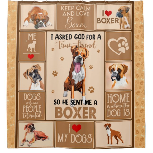 Personalised Boxer Dog Blanket, Shower Curtain (Front)
