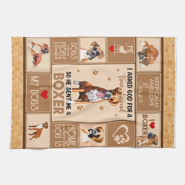 Personalised Boxer Dog Blanket Tea Towel (Horizontal)