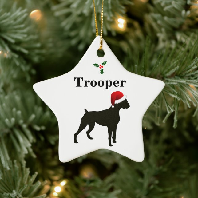 Personalised Boxer Dog Ceramic Tree Decoration (Tree)