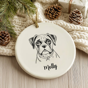 Personalised Boxer Dog Christmas Ceramic Tree Decoration