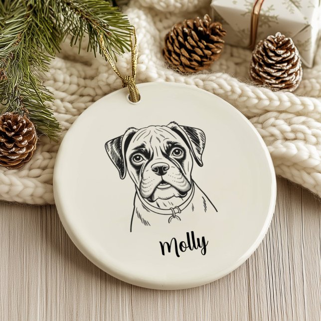 Personalised Boxer Dog Christmas Ceramic Tree Decoration (Creator Uploaded)