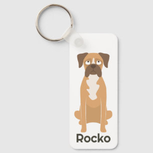 Personalised Boxer Dog Keychain Custom Name Gift