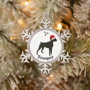 Personalised Boxer Dog Snowflake Pewter Christmas Ornament