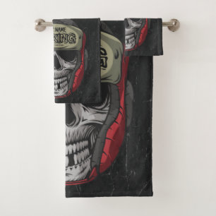 Personalised Boxer Fight Club Skeleton Boxing Gym  Bath Towel Set