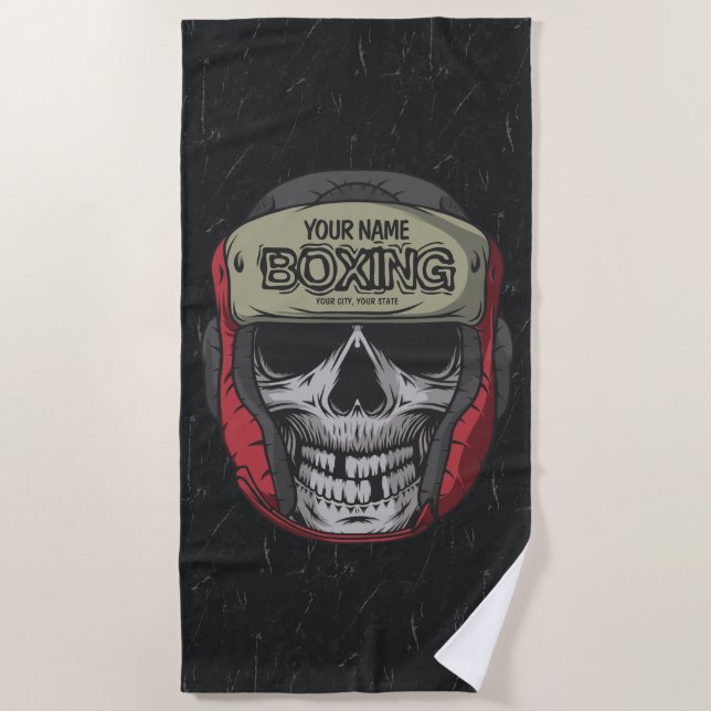 Personalised Boxer Fight Club Skeleton Boxing Gym  Beach Towel (Front)