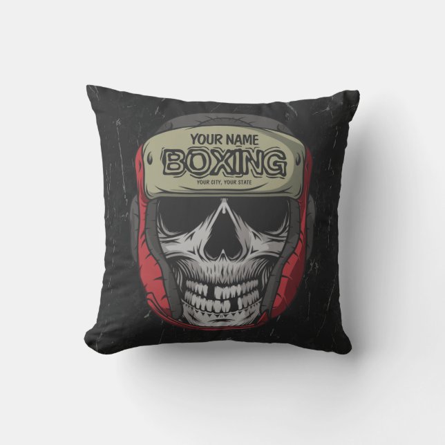 Personalised Boxer Fight Club Skeleton Boxing Gym  Cushion (Front)