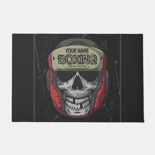 Personalised Boxer Fight Club Skeleton Boxing Gym Doormat (Front)