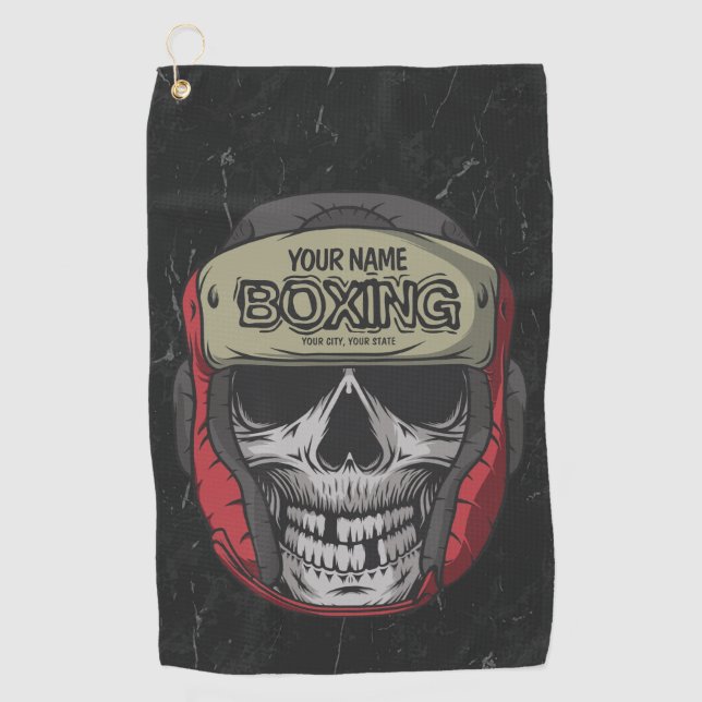 Personalised Boxer Fight Club Skeleton Boxing Gym  Golf Towel (Front)