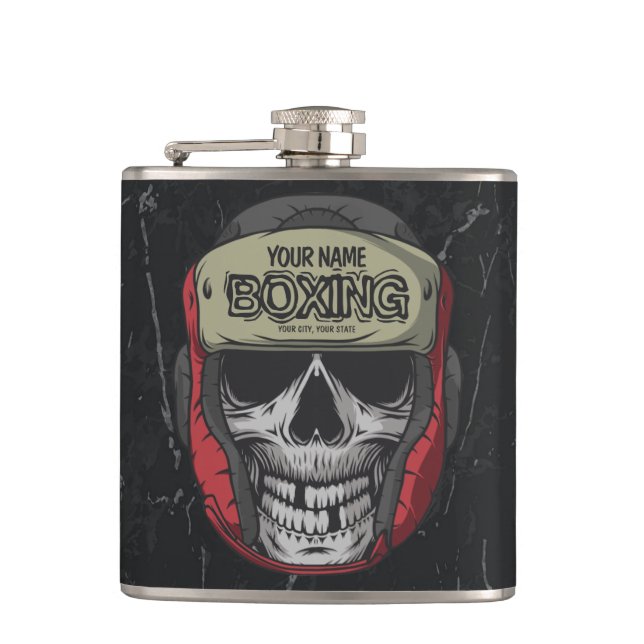 Personalised Boxer Fight Club Skeleton Boxing Gym  Hip Flask (Front)