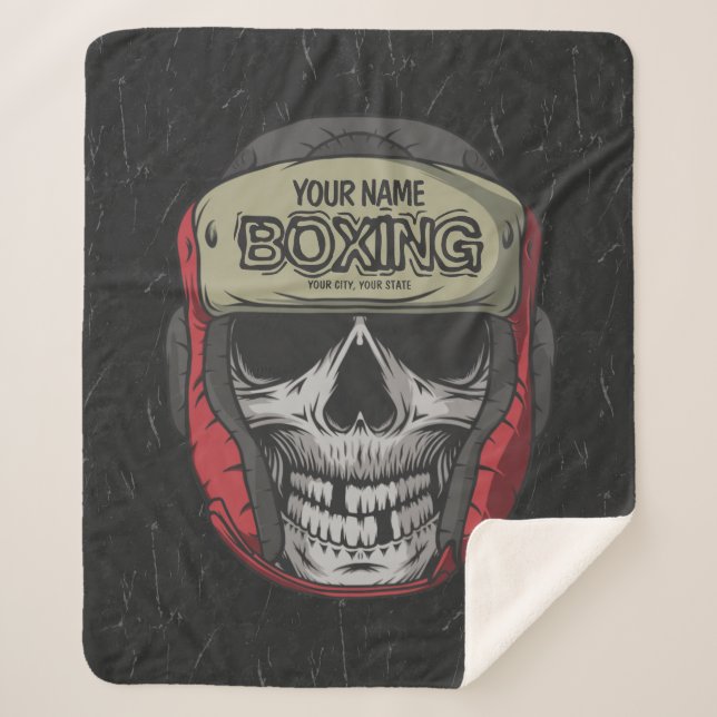 Personalised Boxer Fight Club Skeleton Boxing Gym  Sherpa Blanket (Front)
