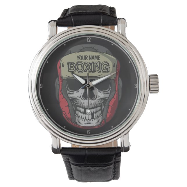 Personalised Boxer Fight Club Skeleton Boxing Gym  Watch (Front)