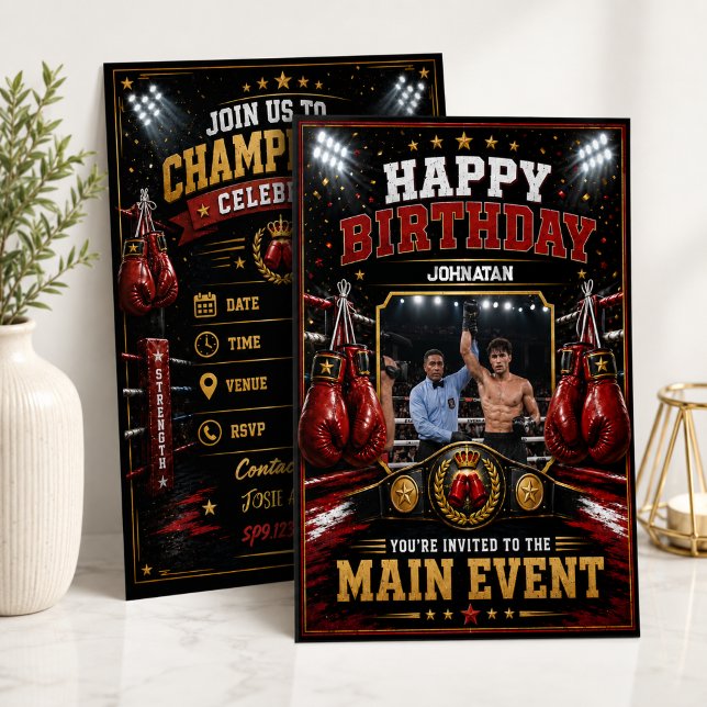 Personalised Boxing Birthday Photo Invitation (Creator Uploaded)
