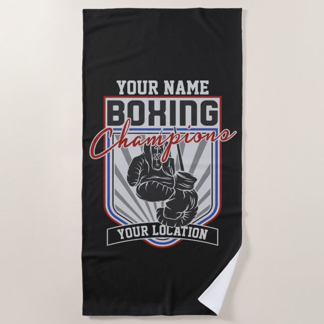 Personalised Boxing Champions Boxer Fitness Gym  Beach Towel (Front)