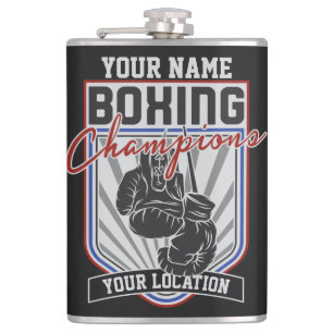 Personalised Boxing Champions Boxer Fitness Gym  Hip Flask