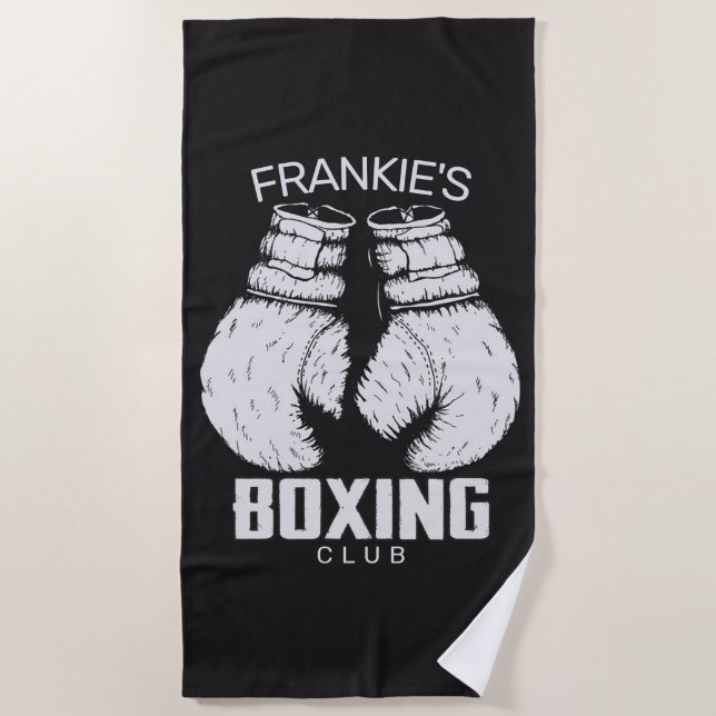 Personalised Boxing Club Boxer Gym Fighter Gloves Beach Towel (Front)