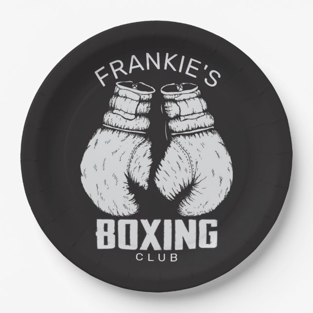 Personalised Boxing Club Boxer Gym Fighter Gloves Paper Plate (Front)