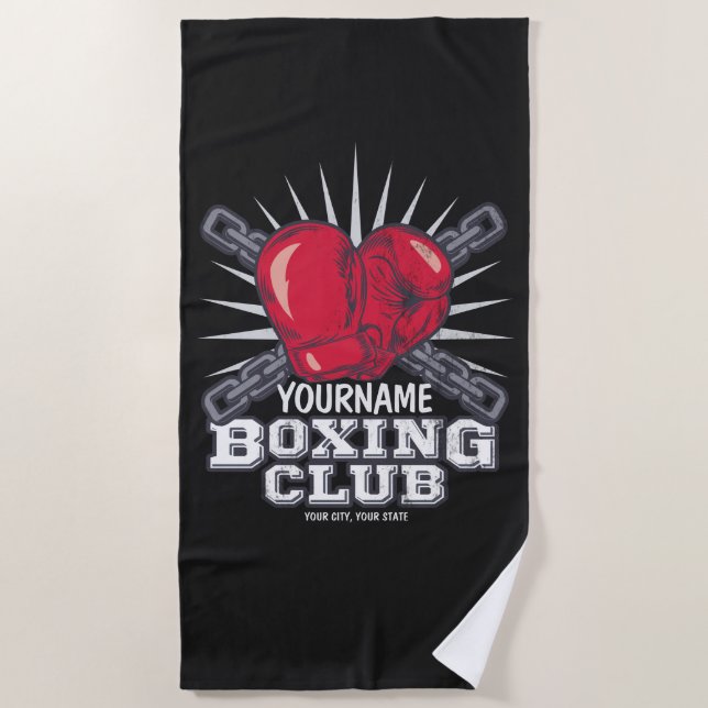 Personalised Boxing Gloves Fighter Champion Boxer  Beach Towel (Front)