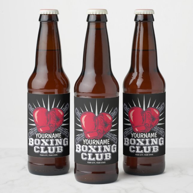 Personalised Boxing Gloves Fighter Champion Boxer  Beer Bottle Label (Bottles)
