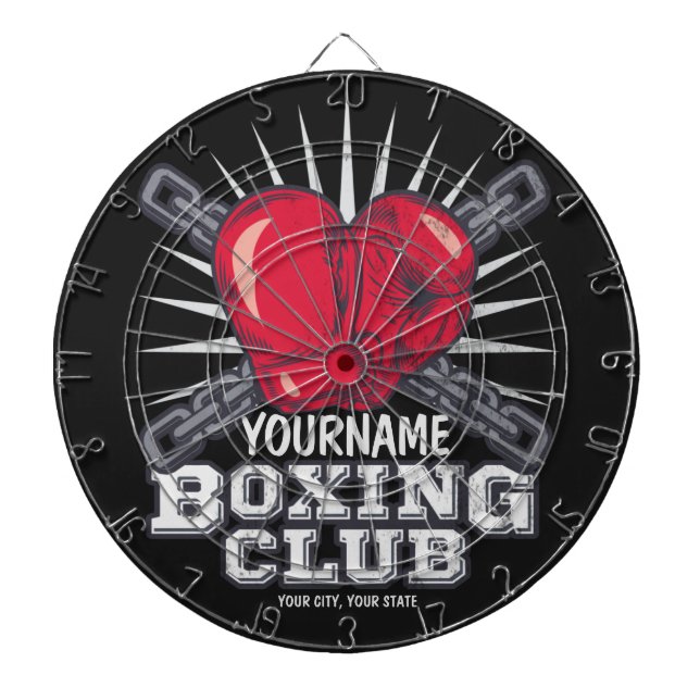 Personalised Boxing Gloves Fighter Champion Boxer Dartboard (Front)