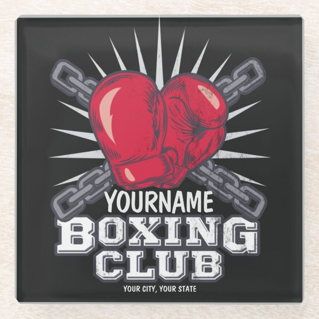 Personalised Boxing Gloves Fighter Champion Boxer Glass Coaster (Front)