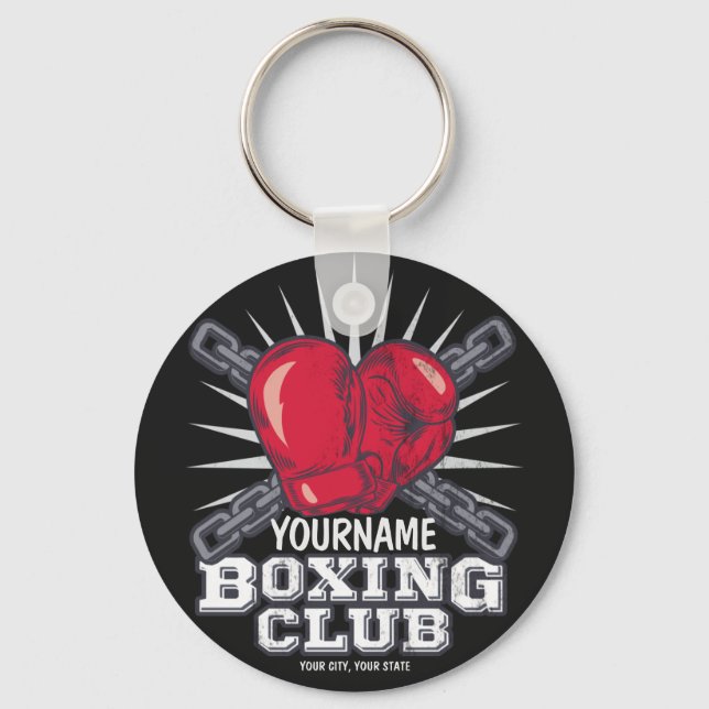 Personalised Boxing Gloves Fighter Champion Boxer  Key Ring (Front)