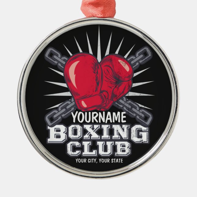 Personalised Boxing Gloves Fighter Champion Boxer  Metal Tree Decoration (Front)