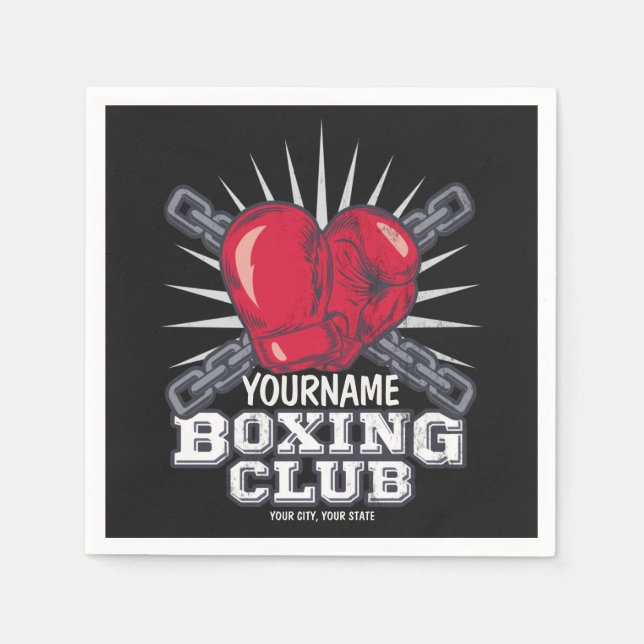Personalised Boxing Gloves Fighter Champion Boxer Napkin (Front)