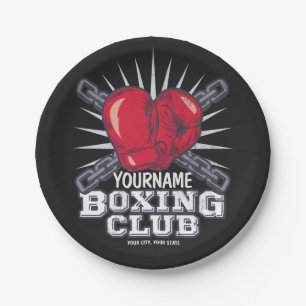 Personalised Boxing Gloves Fighter Champion Boxer  Paper Plate